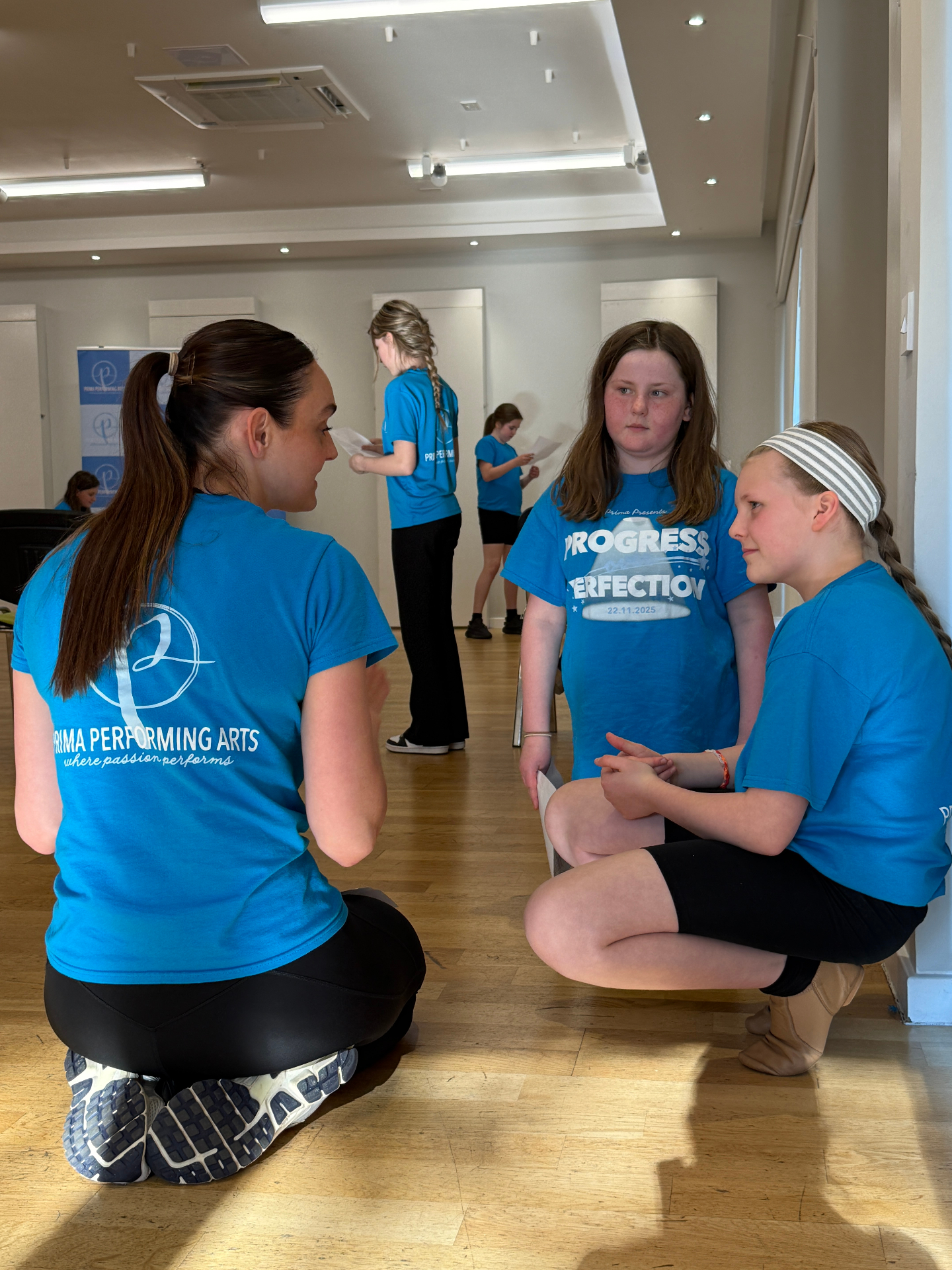 Prima students in a welcoming rehearsal class